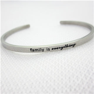 Image of Stainless Steel Engraved Positive Inspirational Quote Hand Stamped BAR Cuff Bracelet Mantra Bangle for women (COLOR:SILVER)