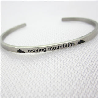 Image of Stainless Steel Engraved Positive Inspirational Quote Hand Stamped BAR Cuff Bracelet Mantra Bangle for women (COLOR:SILVER)