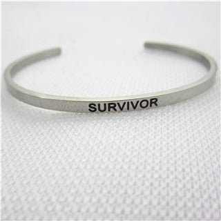 Image of Stainless Steel Engraved Positive Inspirational Quote Hand Stamped BAR Cuff Bracelet Mantra Bangle for women (COLOR:SILVER)