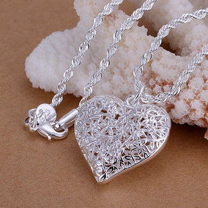 Free Silver Sand Flower heart pendant necklace (just pay shipping)