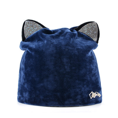 Image of Velvet & Rhinestone Cat Ear Beanie