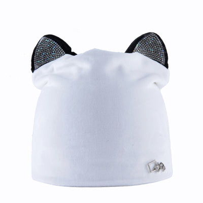 Image of Velvet & Rhinestone Cat Ear Beanie