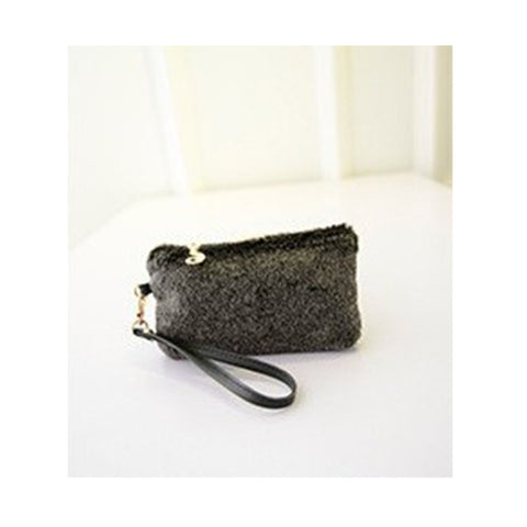 Image of Fur Clutch Handbag Wristlet Fashion Zipper Purses