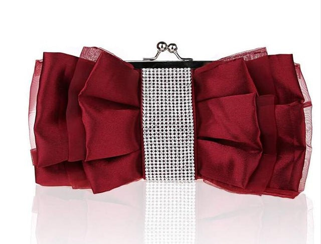 Women handbags Women Clutch Wedding/bridal white/red Rhinestone silk satin Bag ladies evening/prom/shoulder/messenger bags