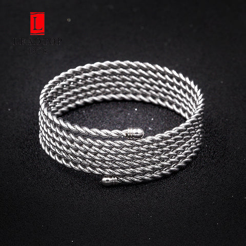 Image of Stainless Steel Silver Cuff Bracelet Simple Wide Bangle