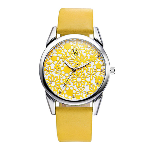Image of Flower Face Quartz Wrist Watch Women