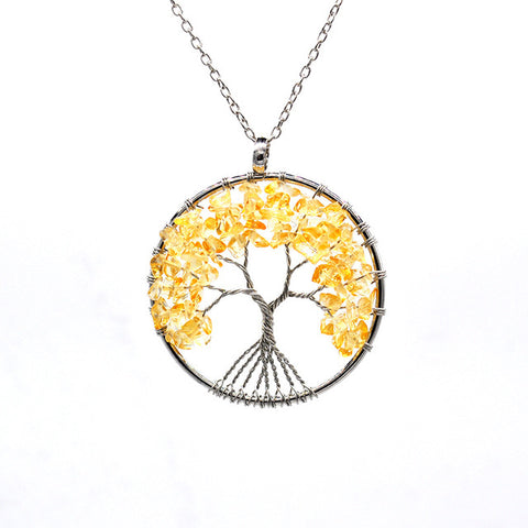 Image of Tree of Life Necklace Multi color Natural Stones and Minerals Life Tree Necklace Choker Chain Necklaces