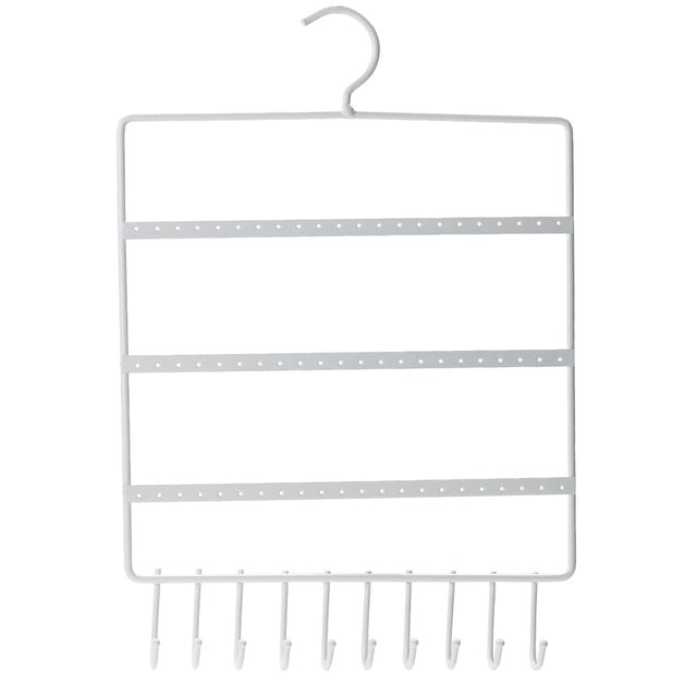 Earring and necklace Organizer with 66 Holes and 10 Hooks