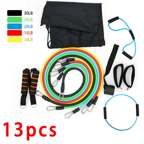 Image of 11PCS/ 13PCS Fitness Resistance Bands Workout Exercise Yoga Set Fitness Tube Yoga Stretch Training Home Gyms Elastic Pull Rope Resistance bands