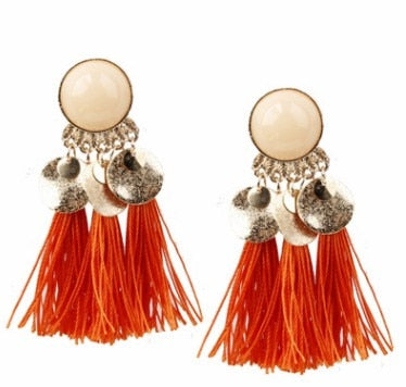 Image of Bohemian Gold & Tassel Dangle Earrings