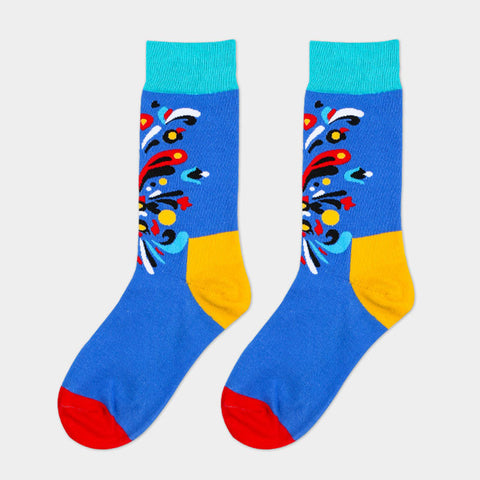Image of Mens Striped Cotton Jacquard Socks Colorful Art Socks