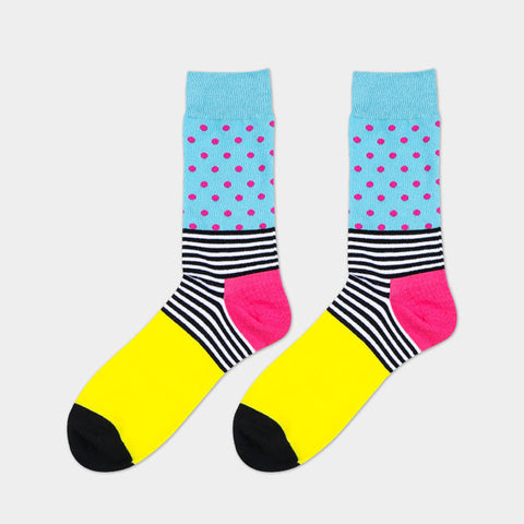 Image of Mens Striped Cotton Jacquard Socks Colorful Art Socks