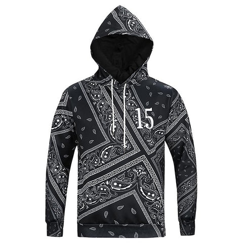 Image of Bandana Sweatshirts Hooded Tops Print Cashew Flowers Casual lovely 3d Hoody Hoodies With Cap