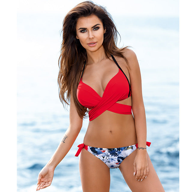 Cross Halter Bikini Swimsuit Swimwear Brazilian Bikini Set