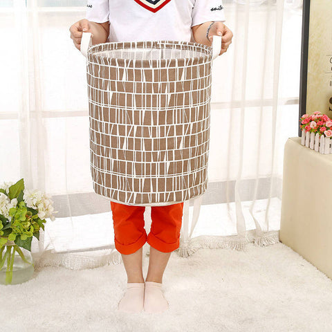 Image of Cotton Linen Waterproof Laundry Basket Folding Clothes Storage Box/Basket/Bucket Children Toys Organizer Container