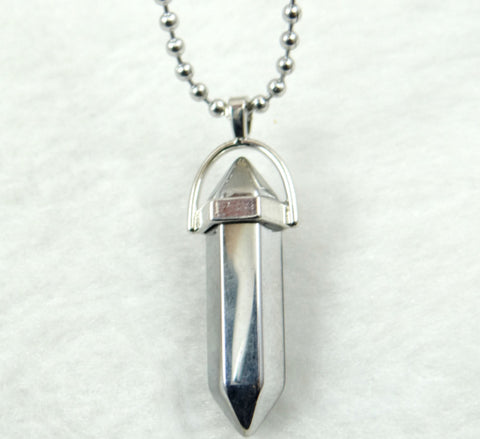 Image of Natural Stone Chakra Crystal pendant in Titanium in stainless steel necklace