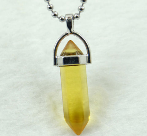 Image of Natural Stone Chakra Crystal pendant in Titanium in stainless steel necklace