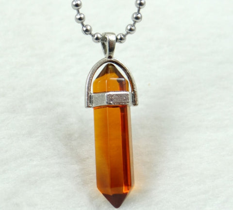 Image of Natural Stone Chakra Crystal pendant in Titanium in stainless steel necklace