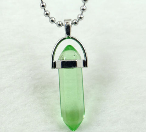 Image of Natural Stone Chakra Crystal pendant in Titanium in stainless steel necklace