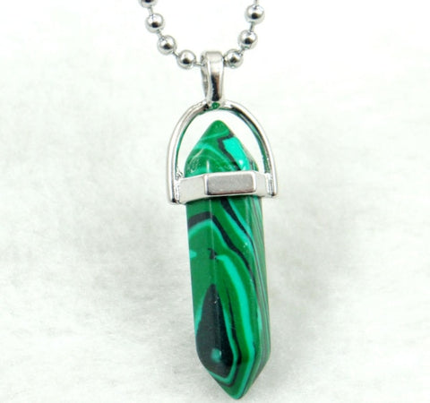 Image of Natural Stone Chakra Crystal pendant in Titanium in stainless steel necklace
