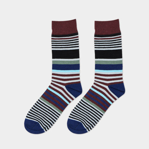 Image of Mens Striped Cotton Jacquard Socks Colorful Art Socks