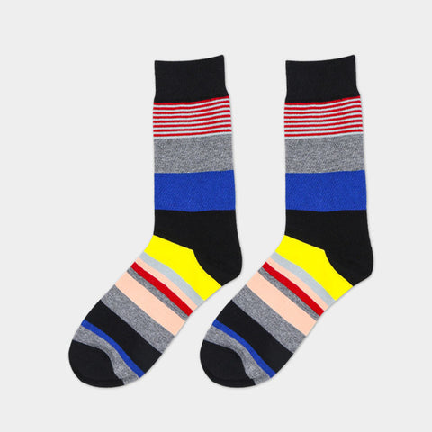 Image of Mens Striped Cotton Jacquard Socks Colorful Art Socks