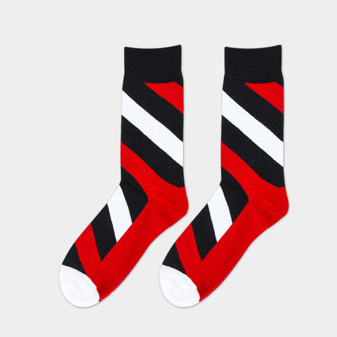 Image of Mens Striped Cotton Jacquard Socks Colorful Art Socks