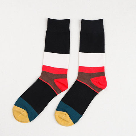 Image of Mens Striped Cotton Jacquard Socks Colorful Art Socks