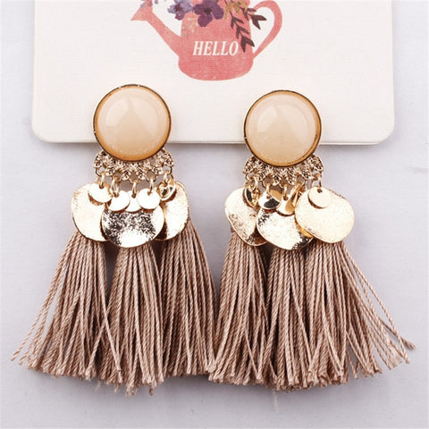 Image of Bohemian Gold & Tassel Dangle Earrings
