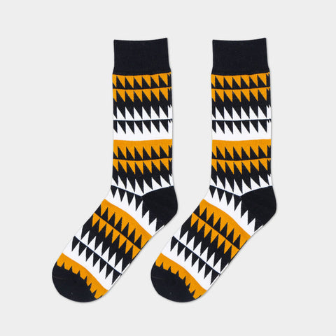 Image of Mens Striped Cotton Jacquard Socks Colorful Art Socks