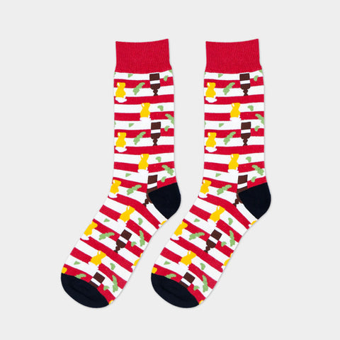 Image of Mens Striped Cotton Jacquard Socks Colorful Art Socks