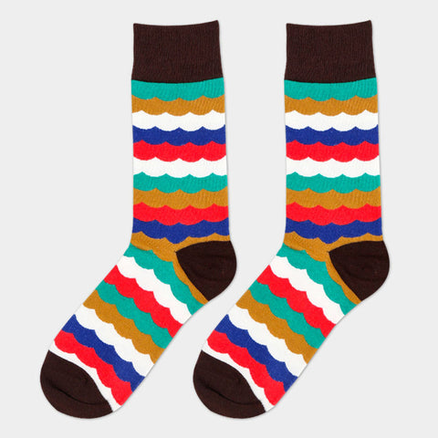 Image of Mens Striped Cotton Jacquard Socks Colorful Art Socks