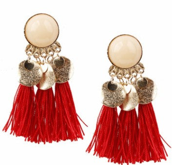 Image of Bohemian Gold & Tassel Dangle Earrings