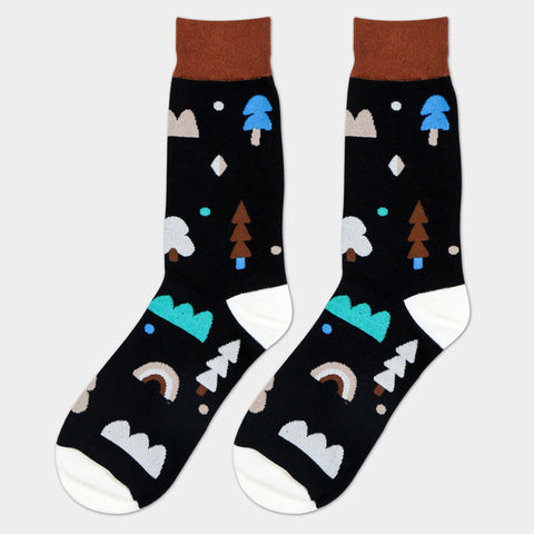 Image of Mens Striped Cotton Jacquard Socks Colorful Art Socks