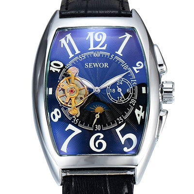 Image of Tourbillon Clock Tonneau Watch Automatic Wristwatch Mechanical