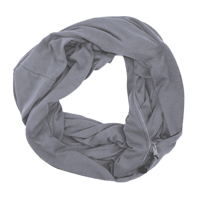 Women Infinity Scarf Zippered Secret Pocket