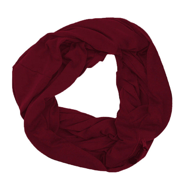 Women Infinity Scarf Zippered Secret Pocket