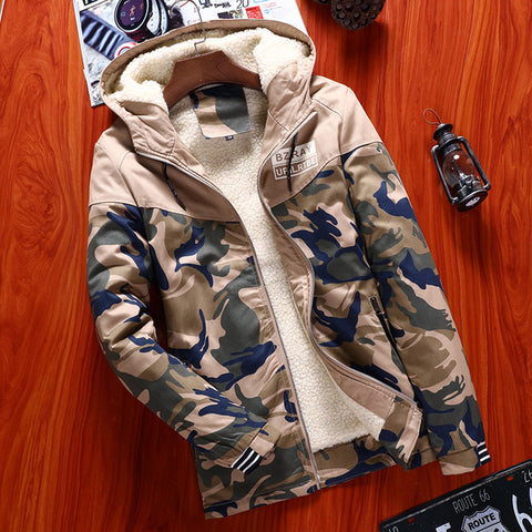 Image of Camo Jacket Men Thick Outwear Overcoat Winter Warm Mens Bomber Jackets Coats Casual Hoodies Male European New Brand Clothing 4XL