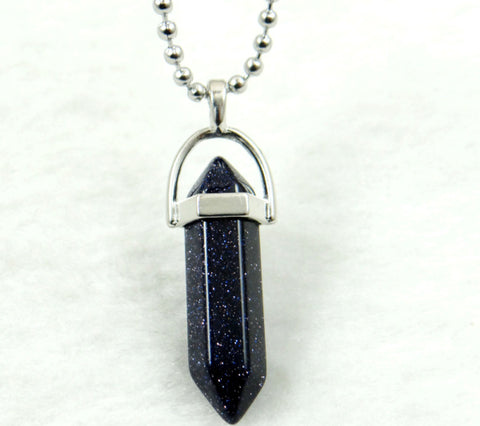 Image of Natural Stone Chakra Crystal pendant in Titanium in stainless steel necklace