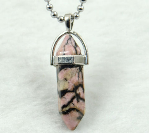 Image of Natural Stone Chakra Crystal pendant in Titanium in stainless steel necklace