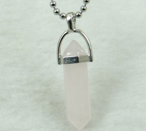 Image of Natural Stone Chakra Crystal pendant in Titanium in stainless steel necklace