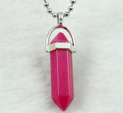 Image of Natural Stone Chakra Crystal pendant in Titanium in stainless steel necklace