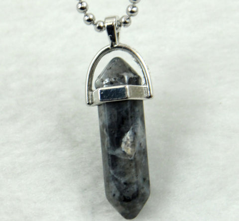 Image of Natural Stone Chakra Crystal pendant in Titanium in stainless steel necklace