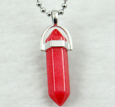 Image of Natural Stone Chakra Crystal pendant in Titanium in stainless steel necklace