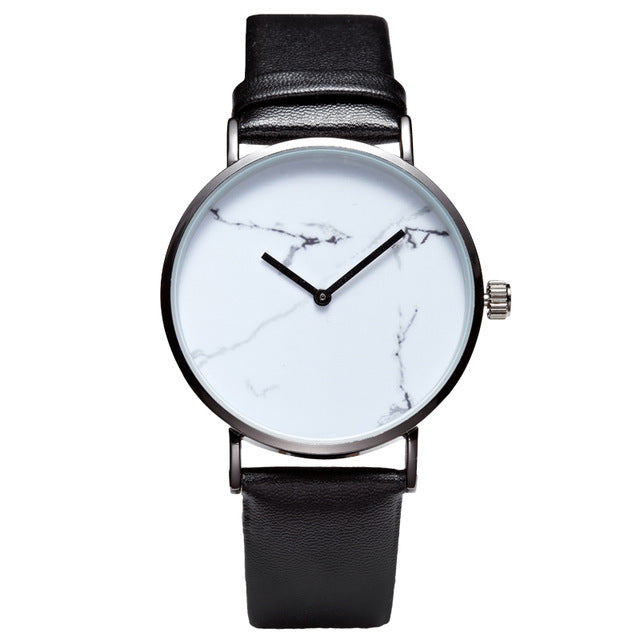 Marble Dial Women Simple Minimal Leather Ladies Watch Minimalist