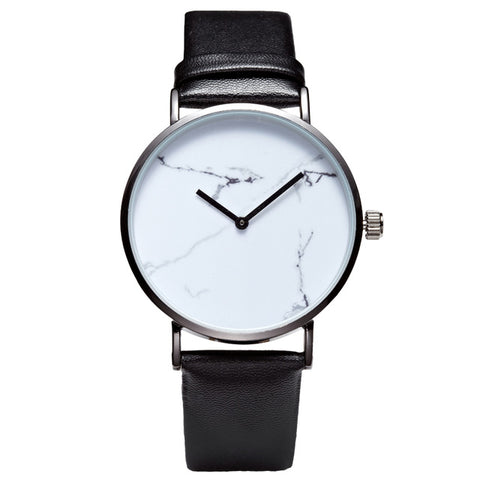 Image of Marble Dial Women Simple Minimal Leather Ladies Watch Minimalist