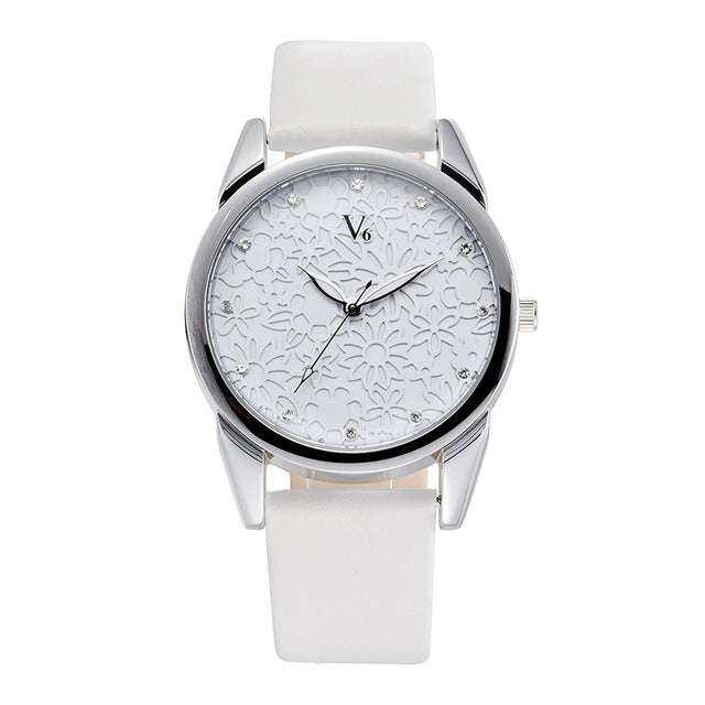 Flower Face Quartz Wrist Watch Women