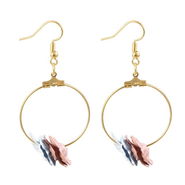 Flower Drop Earrings Colorful Petals