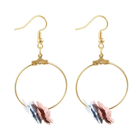 Image of Flower Drop Earrings Colorful Petals