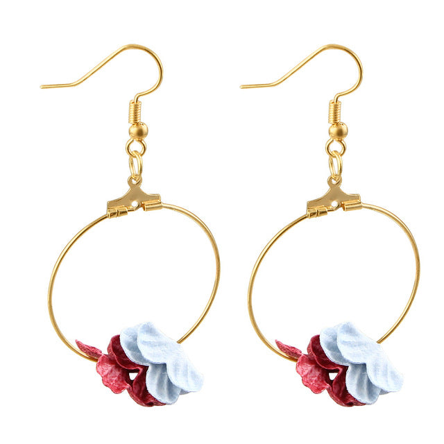 Flower Drop Earrings Colorful Petals
